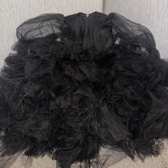 Black tulle ruffle dress